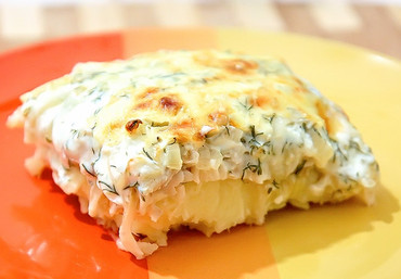 Филе трески, запеченное под соусом тар-тар